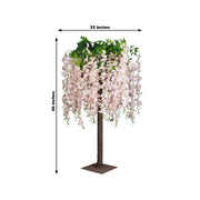 4 ft Cream Wisteria Tree with Cascading Silk Flowers with Real Wood Trunk