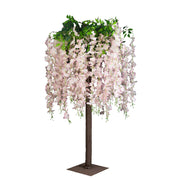 4 ft Cream Wisteria Tree with Cascading Silk Flowers with Real Wood Trunk ARTI_TREE_WIST02_4_CRM