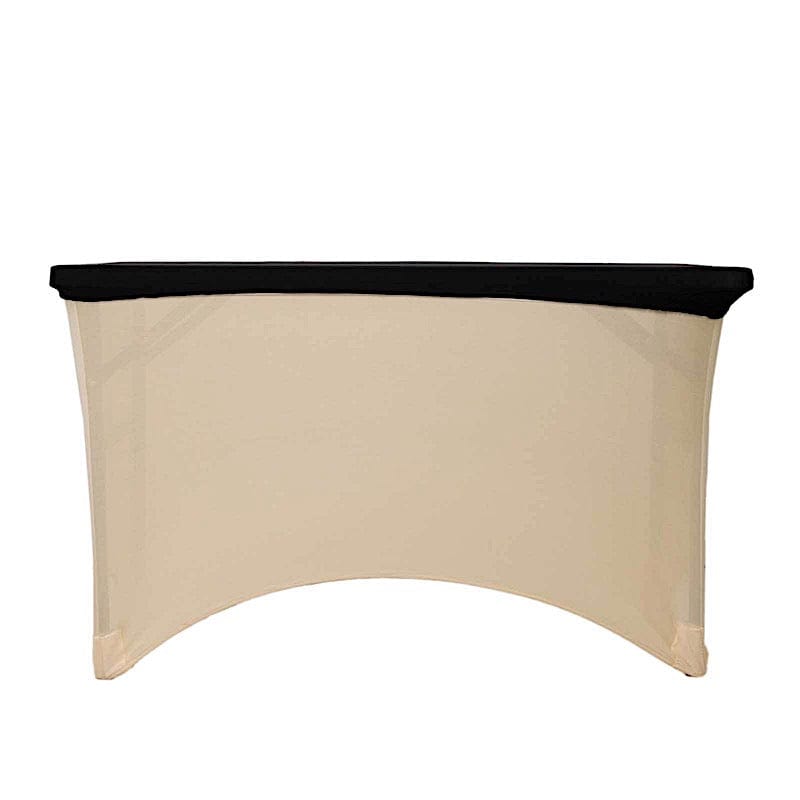 4 ft Fitted Spandex Tablecloth Rectangular Table Top Cover TAB_REC_SPX4FT_T_BLK
