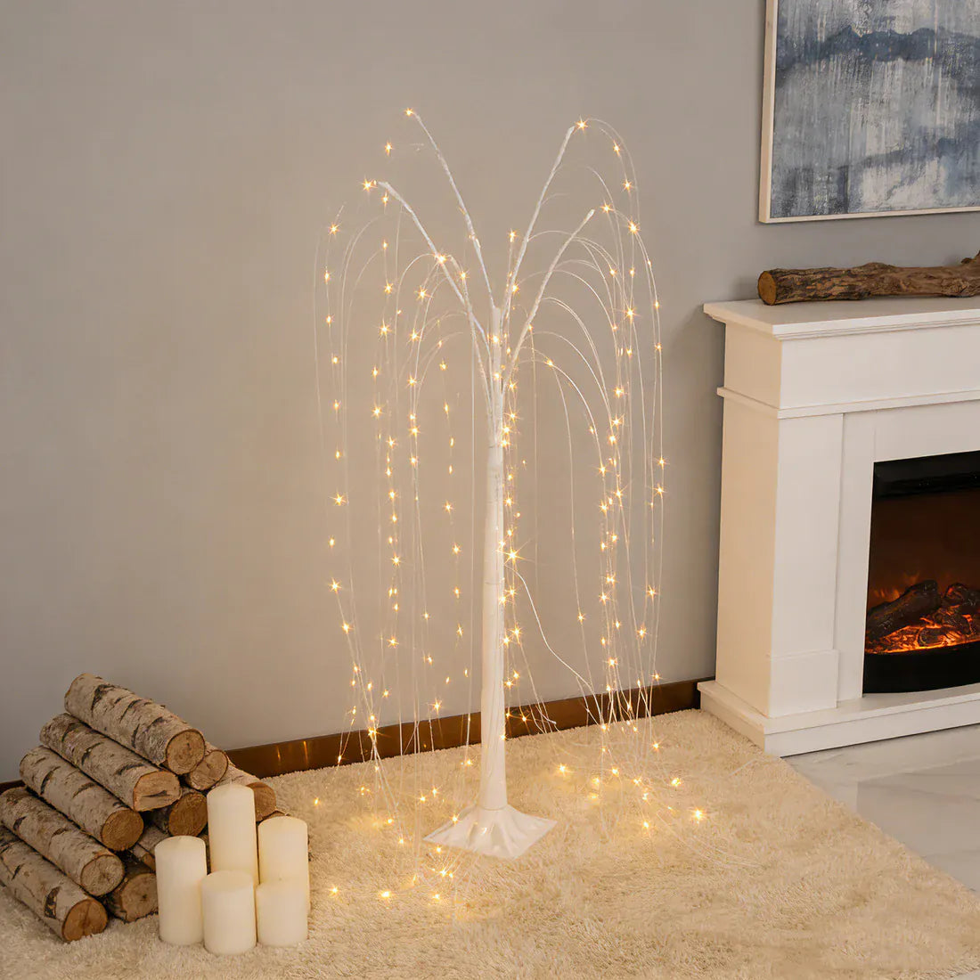 4 ft LED Weeping Willow Tree Light - White LED_TREE03_4_B_WHT