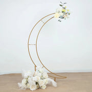 4 ft Metal Half Crescent Moon Wedding Arch Flower Stand - Gold IRON_STND25_MOON_45_GOLD