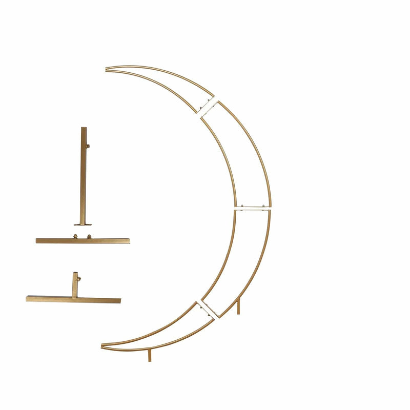 4 ft Metal Half Crescent Moon Wedding Arch Flower Stand - Gold IRON_STND25_MOON_45_GOLD