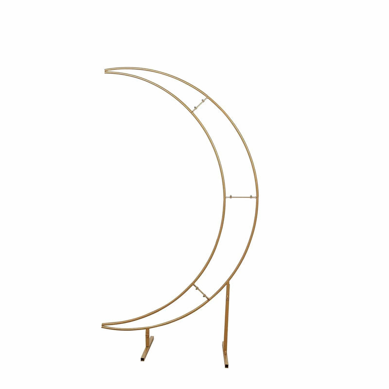 4 ft Metal Half Crescent Moon Wedding Arch Flower Stand - Gold IRON_STND25_MOON_45_GOLD