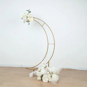 4 ft Metal Half Crescent Moon Wedding Arch Flower Stand - Gold IRON_STND25_MOON_45_GOLD
