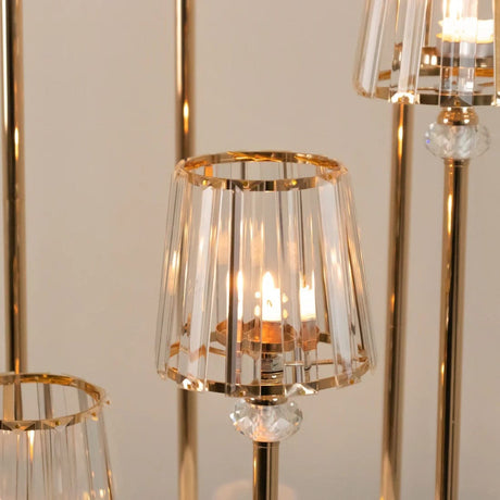 4 ft tall 6 Arm Crystal Pendant Candelabra Tealight Candle Holder - Gold CHDLR_CAND_036_6H_GOLD