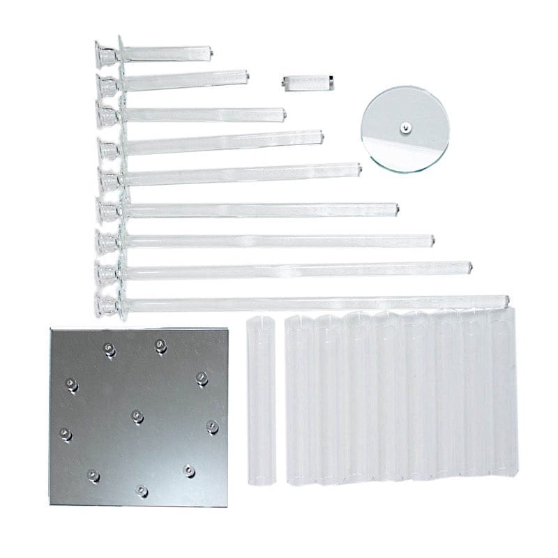 4 ft tall 9 Arm Crystal Glass Square Candelabra Taper Candle Holder - Clear CHDLR_CAND_030S_9_CLR