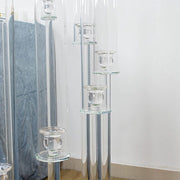 4 ft tall 9 Arm Crystal Glass Square Candelabra Taper Candle Holder - Clear CHDLR_CAND_030S_9_CLR