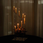 4 ft tall 9 Arm Crystal Glass Square Candelabra Taper Candle Holder - Clear CHDLR_CAND_030S_9_CLR