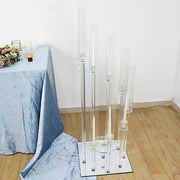 4 ft tall 9 Arm Crystal Glass Square Candelabra Taper Candle Holder - Clear CHDLR_CAND_030S_9_CLR