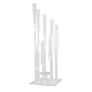 4 ft tall 9 Arm Crystal Glass Square Candelabra Taper Candle Holder - Clear CHDLR_CAND_030S_9_CLR