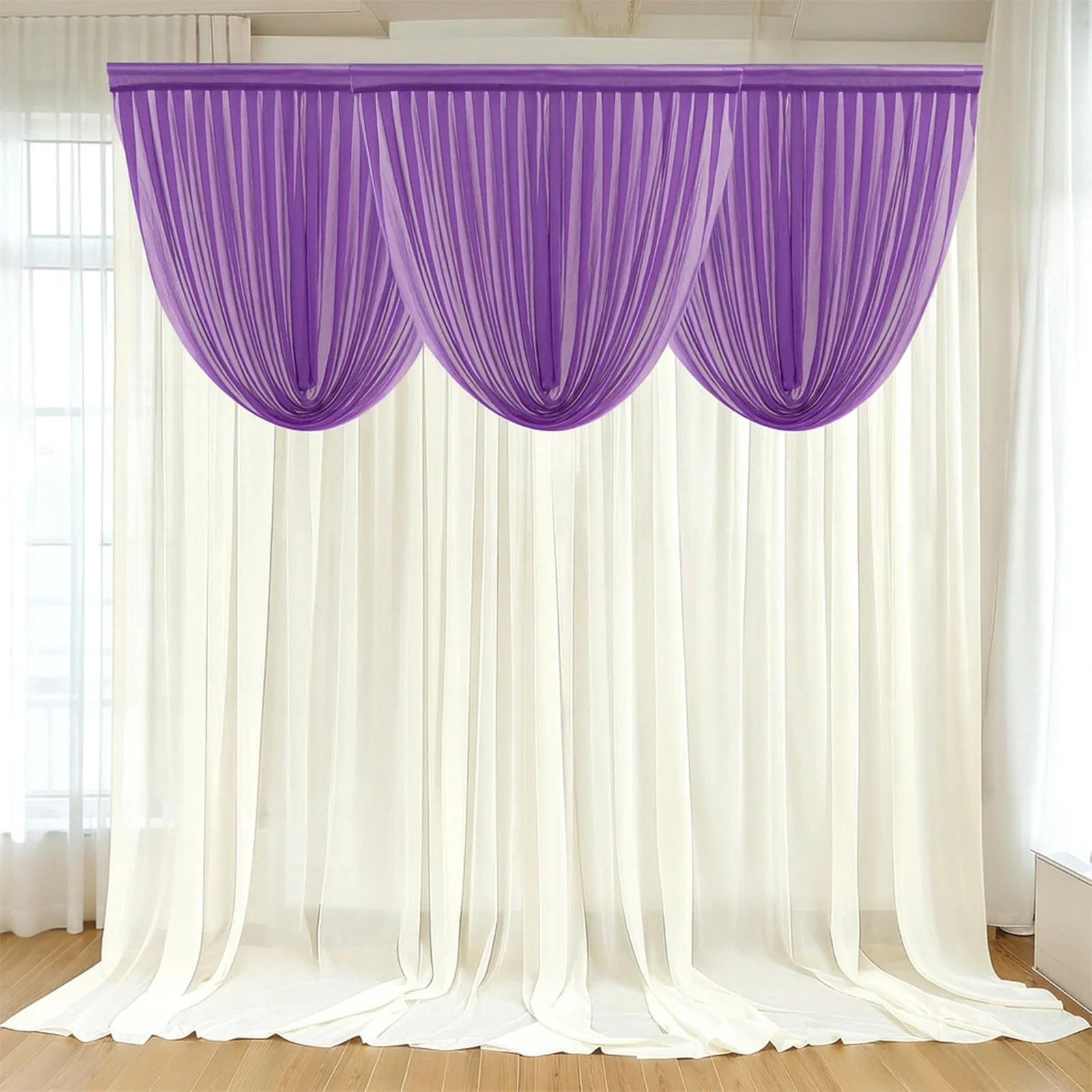 4 ft x 4 ft Sheer Chiffon Valance Curtain Backdrop Drapery Panel