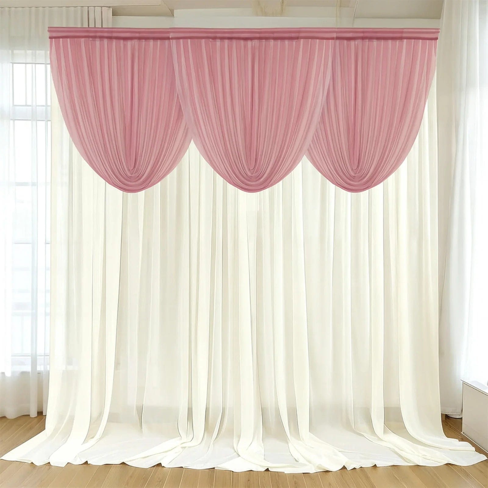 4 ft x 4 ft Sheer Chiffon Valance Curtain Backdrop Drapery Panel