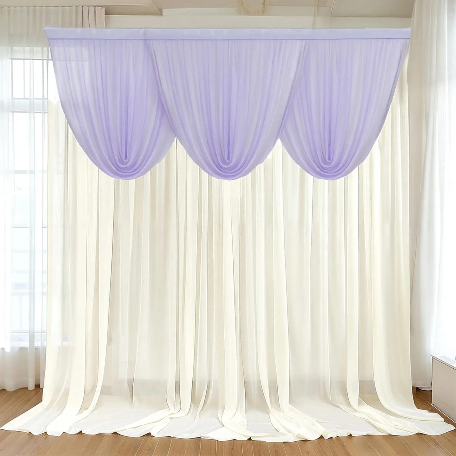 4 ft x 4 ft Sheer Chiffon Valance Curtain Backdrop Drapery Panel