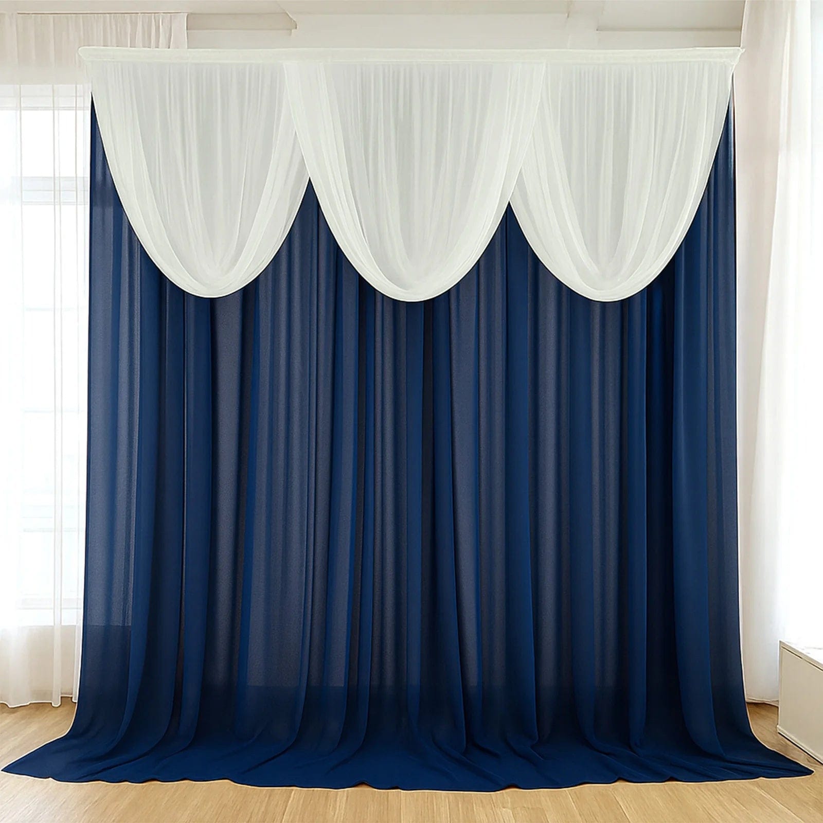4 ft x 4 ft Sheer Chiffon Valance Curtain Backdrop Drapery Panel