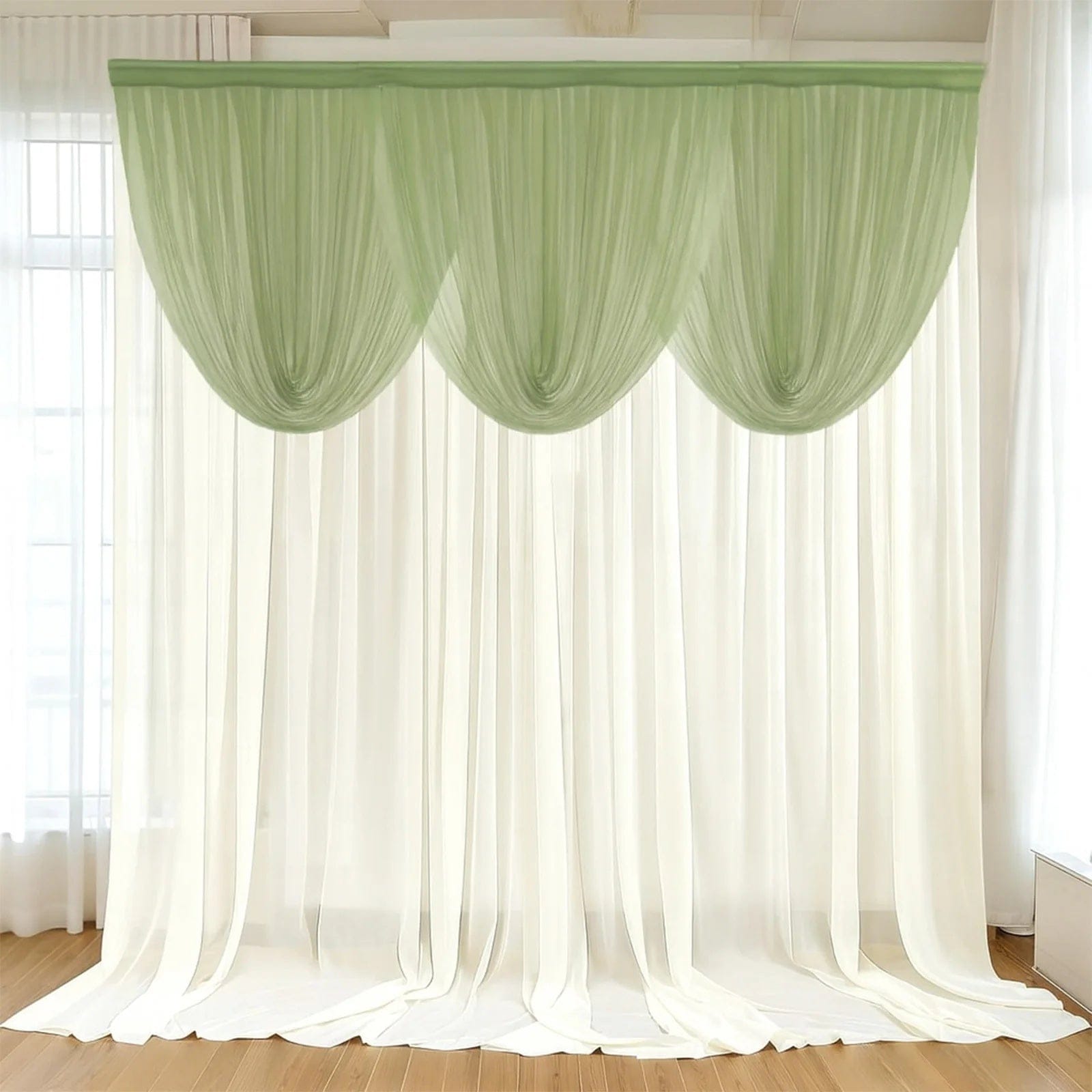 4 ft x 4 ft Sheer Chiffon Valance Curtain Backdrop Drapery Panel