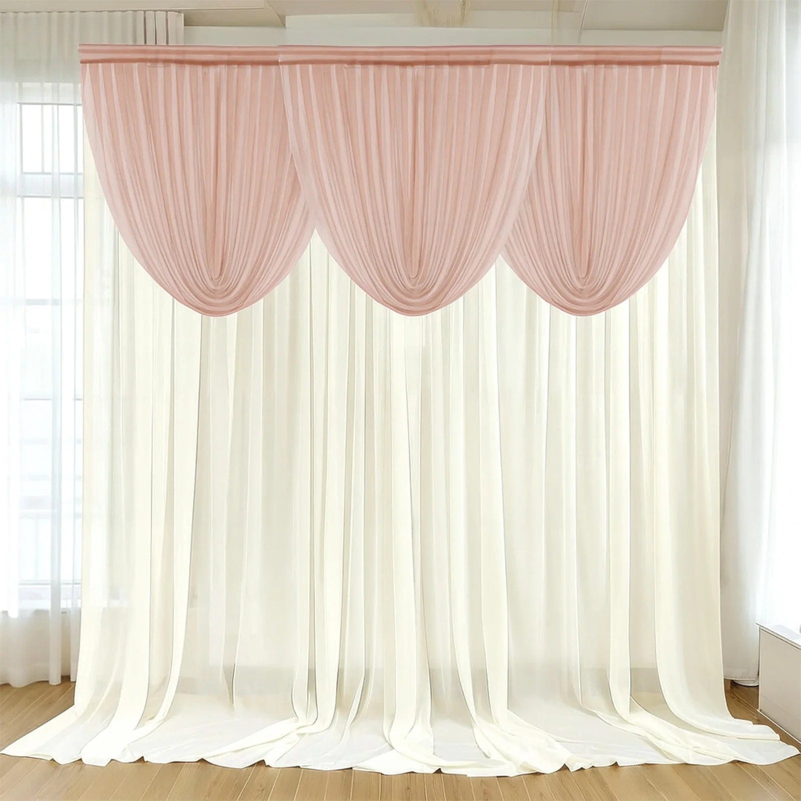 4 ft x 4 ft Sheer Chiffon Valance Curtain Backdrop Drapery Panel