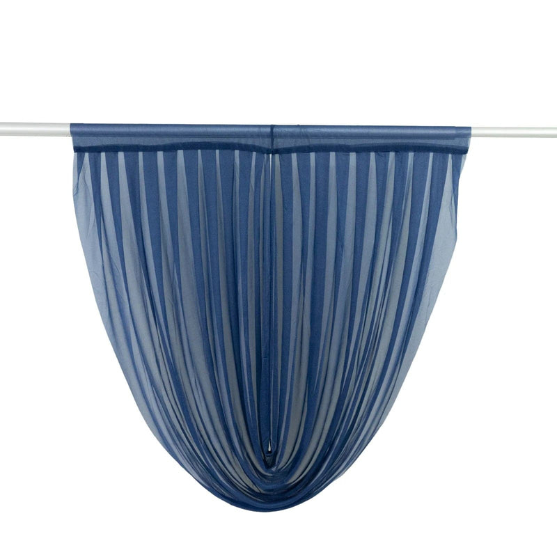 4 ft x 4 ft Sheer Chiffon Valance Curtain Backdrop Drapery Panel CUR_PANCHIF01_VAL_4FT_NAVY