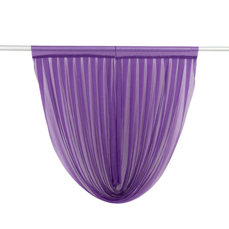 4 ft x 4 ft Sheer Chiffon Valance Curtain Backdrop Drapery Panel CUR_PANCHIF01_VAL_4FT_PURP