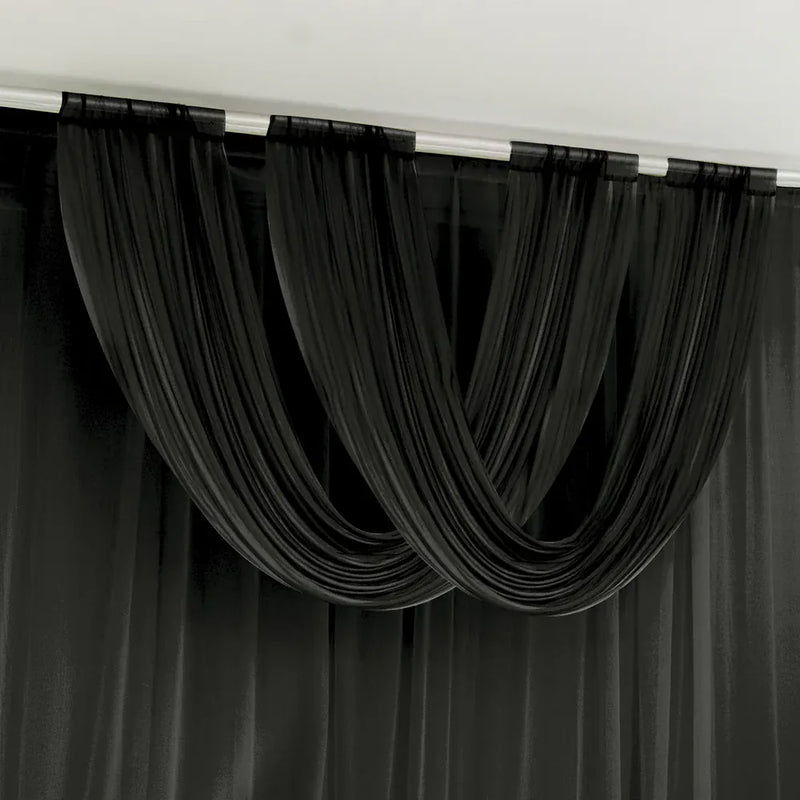 4 ft x 5 ft Sheer Chiffon Valance Curtain Backdrop Drapery Panel CUR_PANCHIF01_VAL_5FT_BLK