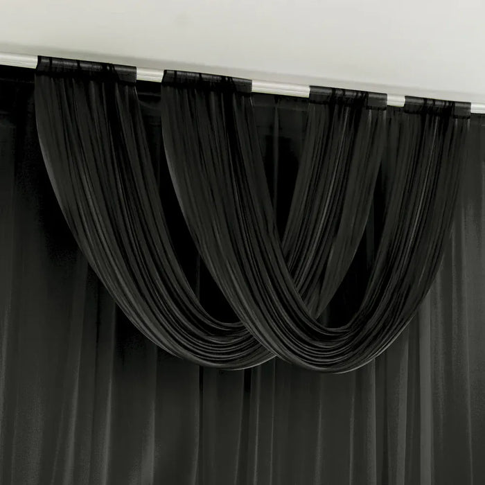 4 ft x 5 ft Sheer Chiffon Valance Curtain Backdrop Drapery Panel CUR_PANCHIF01_VAL_5FT_BLK