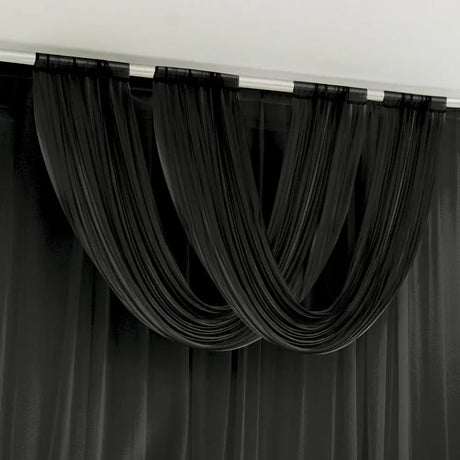 4 ft x 5 ft Sheer Chiffon Valance Curtain Backdrop Drapery Panel CUR_PANCHIF01_VAL_5FT_BLK