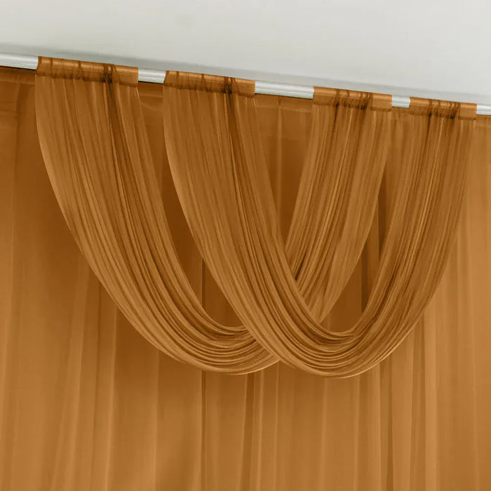4 ft x 5 ft Sheer Chiffon Valance Curtain Backdrop Drapery Panel CUR_PANCHIF01_VAL_5FT_GOLD