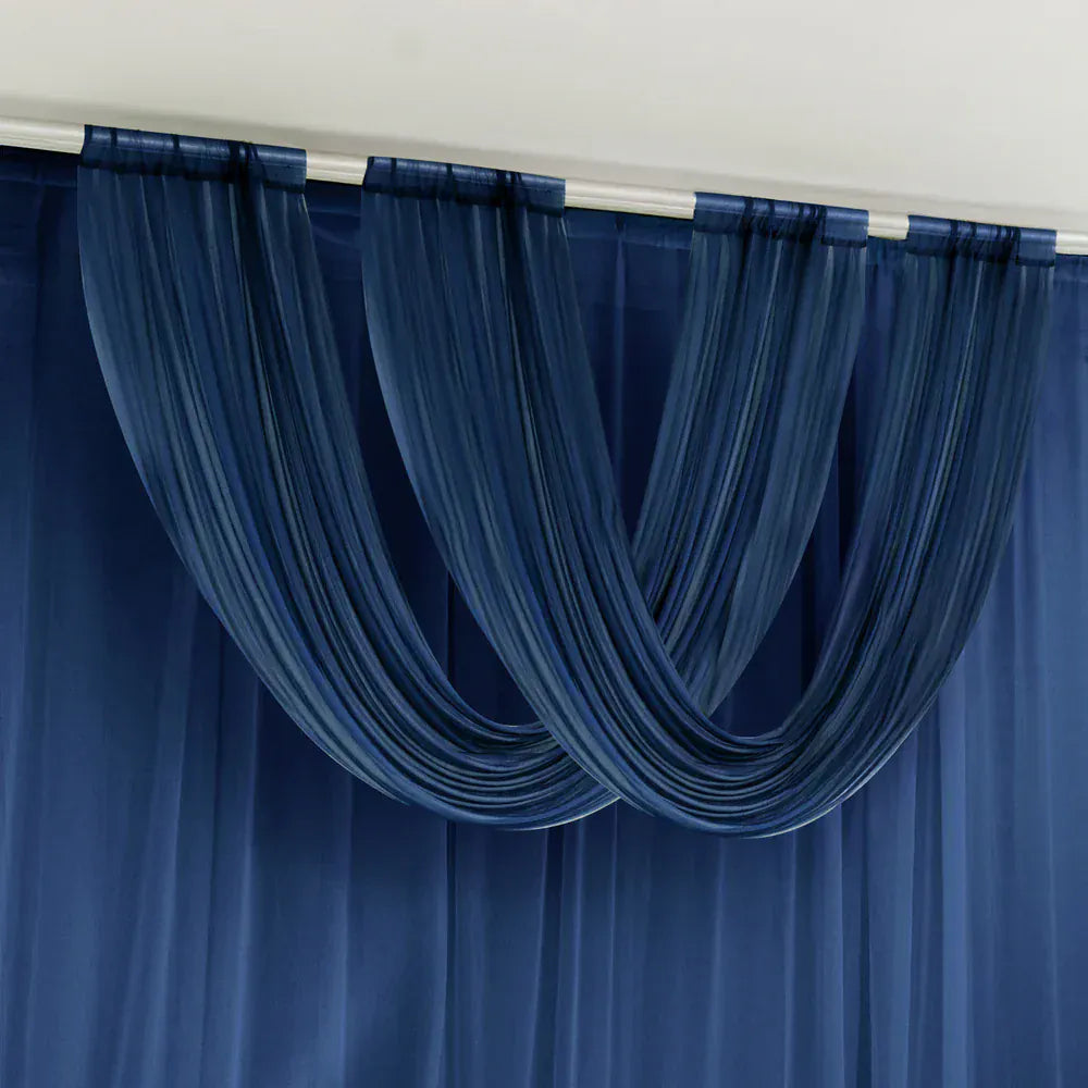 4 ft x 5 ft Sheer Chiffon Valance Curtain Backdrop Drapery Panel CUR_PANCHIF01_VAL_5FT_NAVY