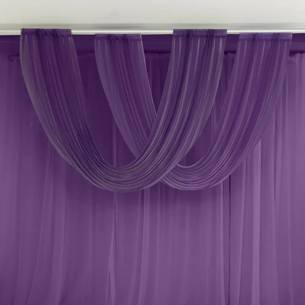4 ft x 5 ft Sheer Chiffon Valance Curtain Backdrop Drapery Panel CUR_PANCHIF01_VAL_5FT_PURP