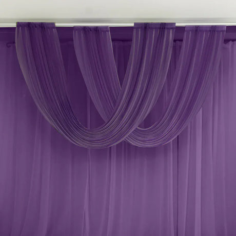 4 ft x 5 ft Sheer Chiffon Valance Curtain Backdrop Drapery Panel CUR_PANCHIF01_VAL_5FT_PURP