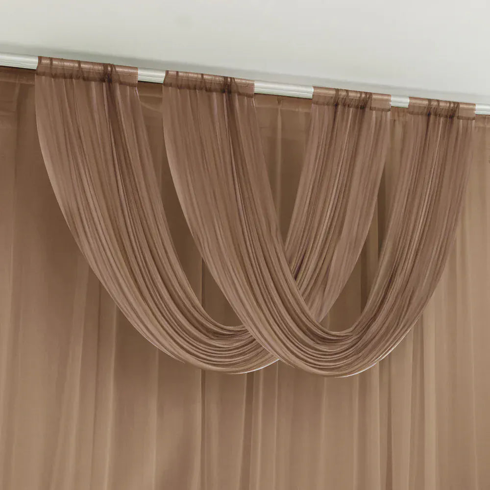 4 ft x 5 ft Sheer Chiffon Valance Curtain Backdrop Drapery Panel CUR_PANCHIF01_VAL_5FT_TAUP