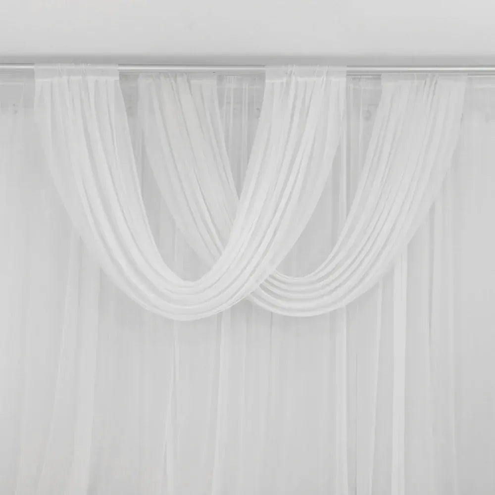 4 ft x 5 ft Sheer Chiffon Valance Curtain Backdrop Drapery Panel CUR_PANCHIF01_VAL_5FT_WHT