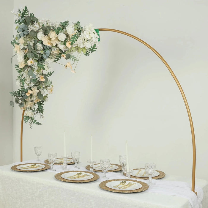 4 ft x 6 ft Round Top Over The Table Rod Stand Metal Arch with Clamps - Gold BKDP_STND_12_RND_GOLD