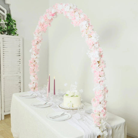 4 ft x 6 ft Round Top Over The Table Rod Stand Metal Arch with Clamps - Gold BKDP_STND_12_RND_GOLD