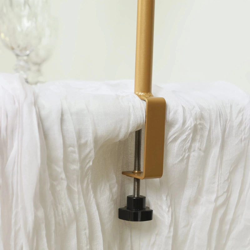 4 ft x 6 ft Round Top Over The Table Rod Stand Metal Arch with Clamps - Gold BKDP_STND_12_RND_GOLD