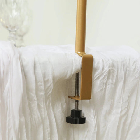 4 ft x 6 ft Round Top Over The Table Rod Stand Metal Arch with Clamps - Gold BKDP_STND_12_RND_GOLD