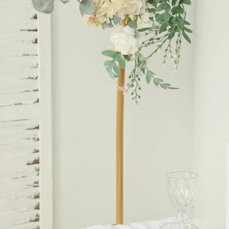 4 ft x 6 ft Round Top Over The Table Rod Stand Metal Arch with Clamps - Gold BKDP_STND_12_RND_GOLD