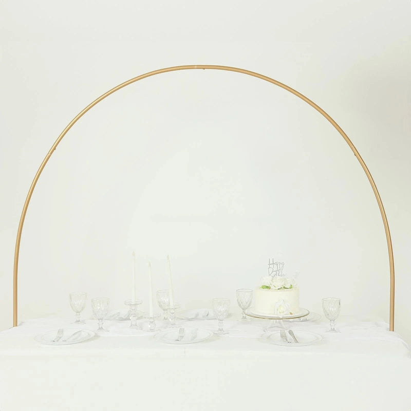 4 ft x 6 ft Round Top Over The Table Rod Stand Metal Arch with Clamps - Gold BKDP_STND_12_RND_GOLD