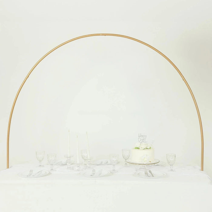 4 ft x 6 ft Round Top Over The Table Rod Stand Metal Arch with Clamps - Gold BKDP_STND_12_RND_GOLD