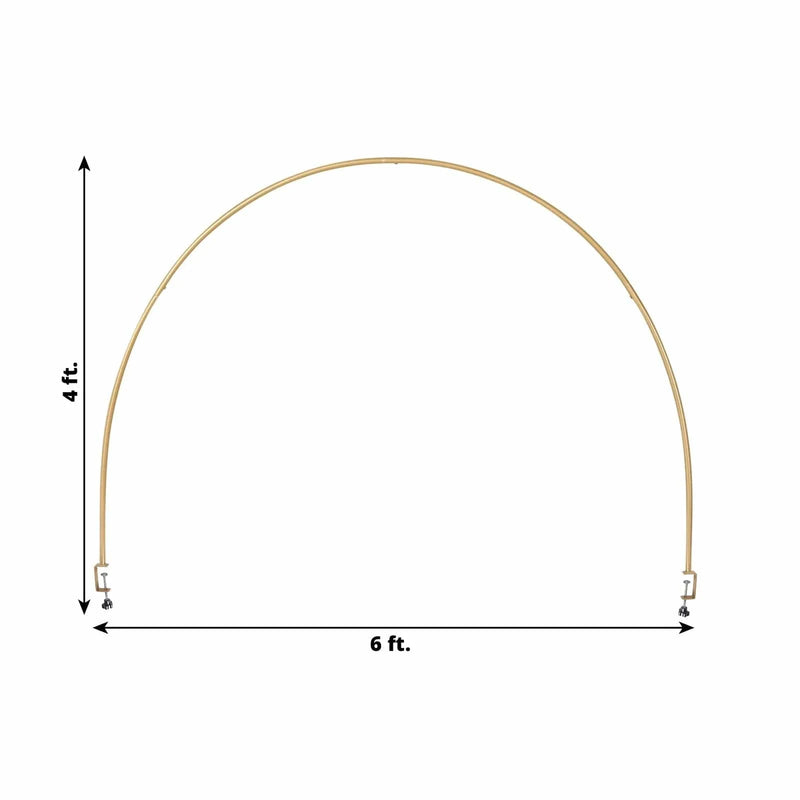 4 ft x 6 ft Round Top Over The Table Rod Stand Metal Arch with Clamps - Gold BKDP_STND_12_RND_GOLD