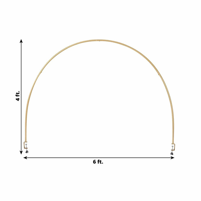 4 ft x 6 ft Round Top Over The Table Rod Stand Metal Arch with Clamps - Gold BKDP_STND_12_RND_GOLD