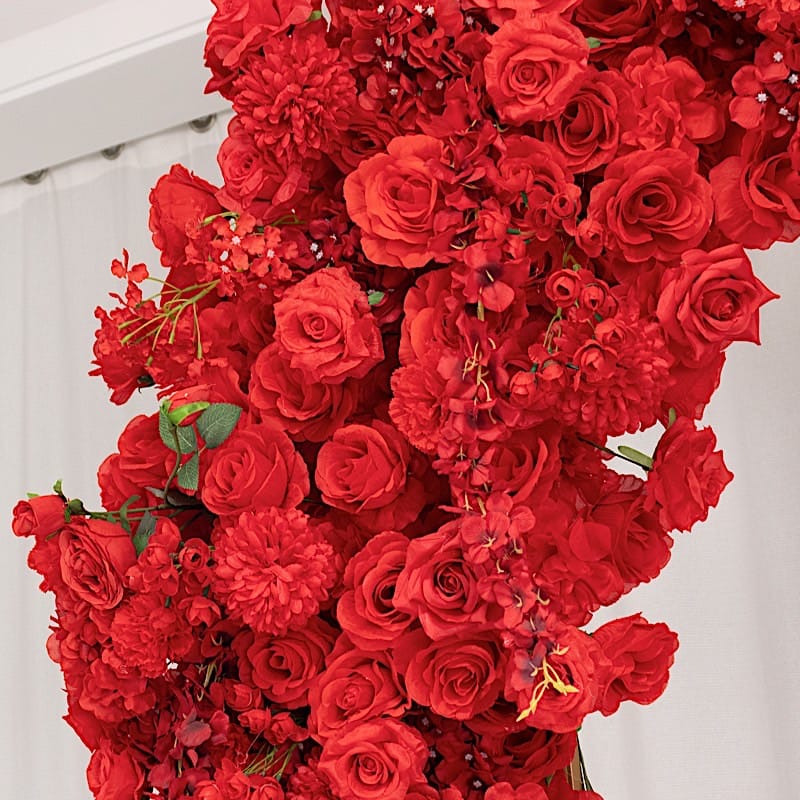 4 ft x 8 ft Round Top Double Flower Arch with Roses, Hydrangeas and  Chrysanthemums