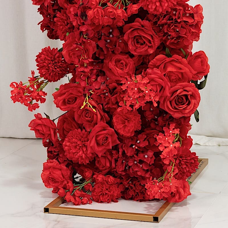 4 ft x 8 ft Round Top Double Flower Arch with Roses, Hydrangeas and  Chrysanthemums