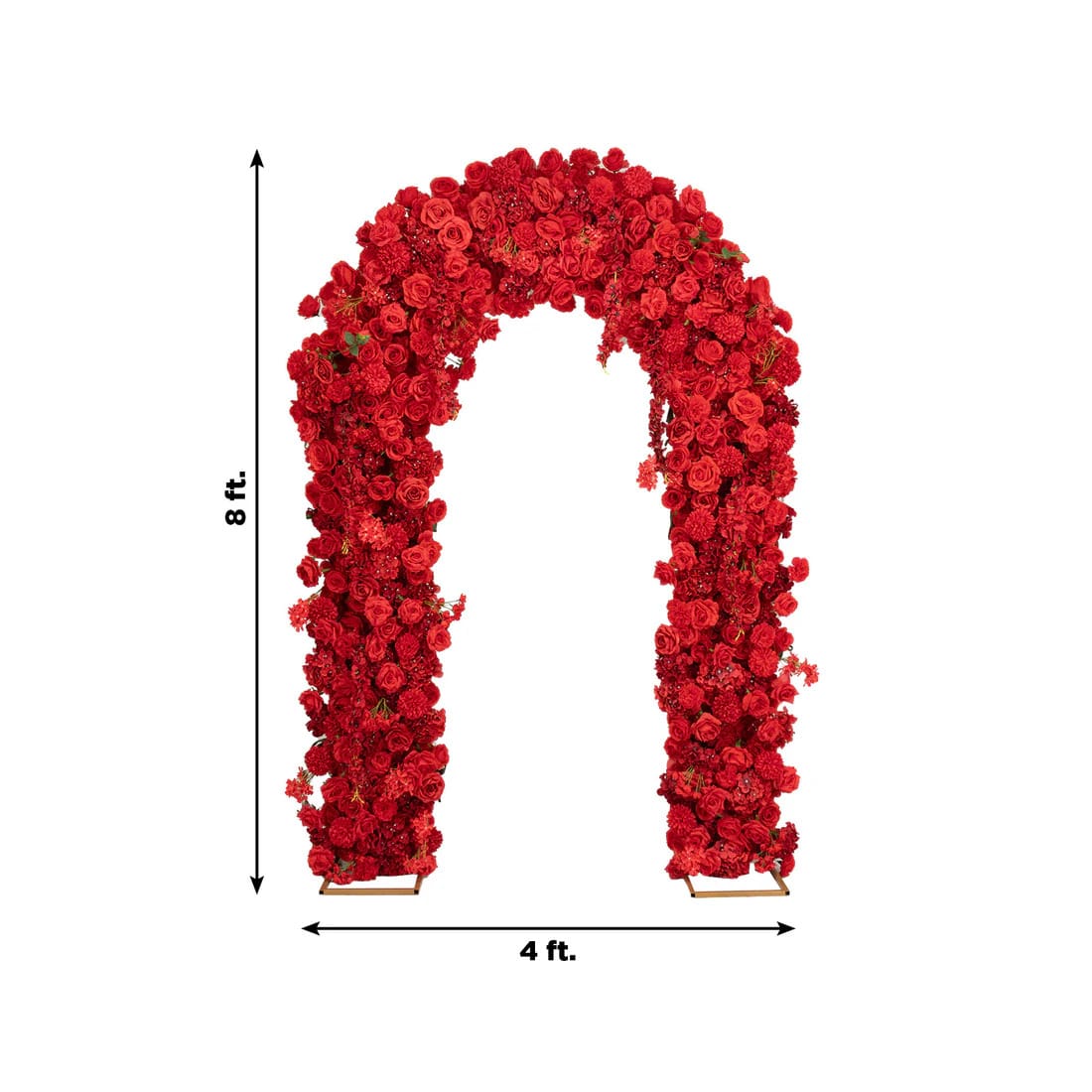 4 ft x 8 ft Round Top Double Flower Arch with Roses, Hydrangeas and  Chrysanthemums