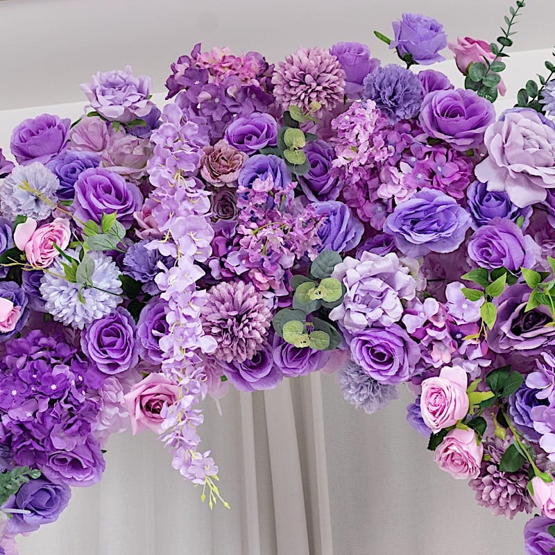 4 ft x 8 ft Round Top Double Flower Arch with Roses, Hydrangeas and  Chrysanthemums