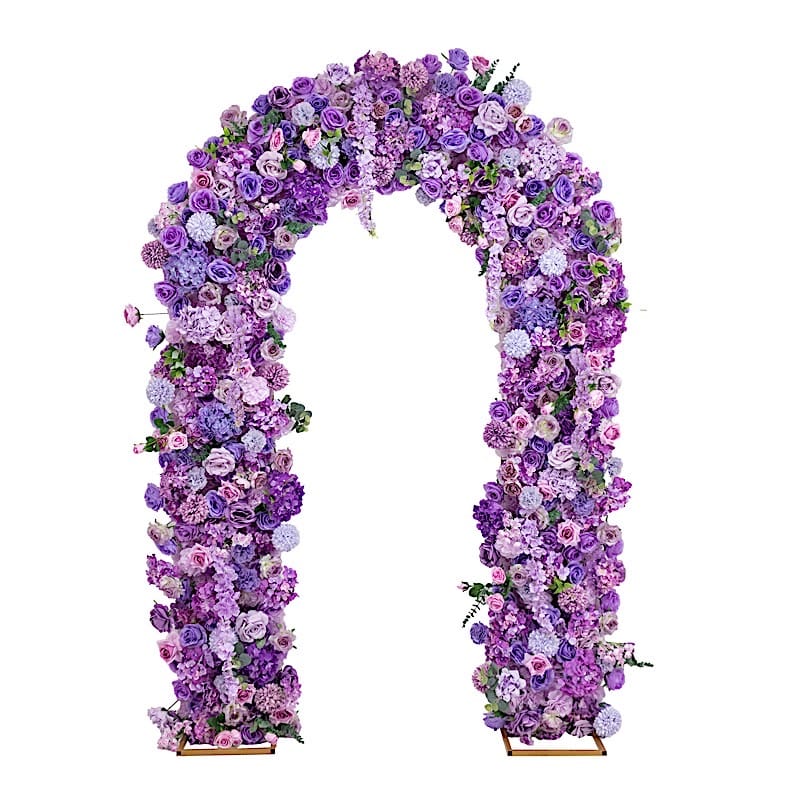 4 ft x 8 ft Round Top Double Flower Arch with Roses, Hydrangeas and  Chrysanthemums