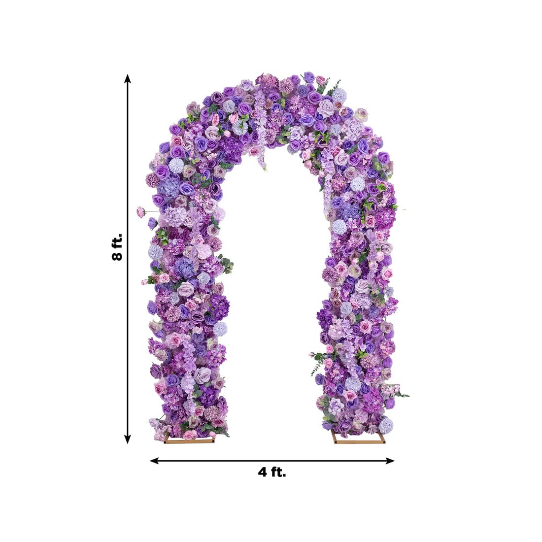 4 ft x 8 ft Round Top Double Flower Arch with Roses, Hydrangeas and  Chrysanthemums