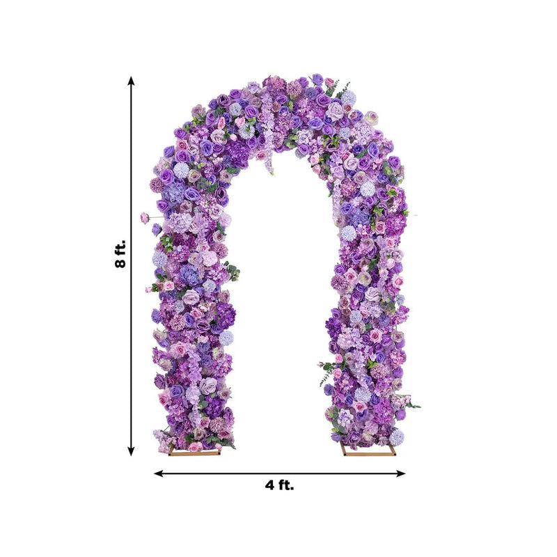4 ft x 8 ft Round Top Double Flower Arch with Roses, Hydrangeas and  Chrysanthemums