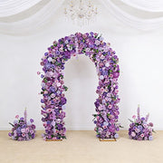 4 ft x 8 ft Round Top Double Flower Arch with Roses, Hydrangeas and  Chrysanthemums