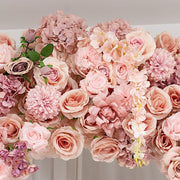 4 ft x 8 ft Round Top Double Flower Arch with Roses, Hydrangeas and  Chrysanthemums