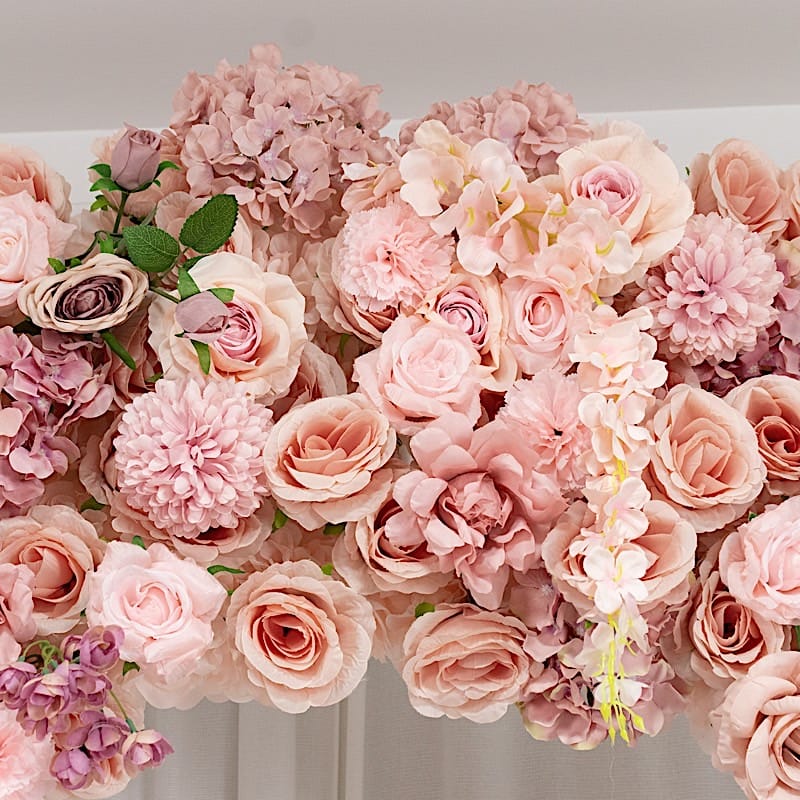 4 ft x 8 ft Round Top Double Flower Arch with Roses, Hydrangeas and  Chrysanthemums